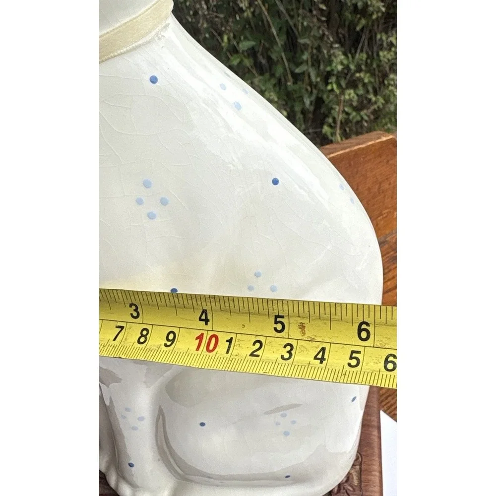Ceramic White Light Blue Floral Cat Kitty Figurine 11